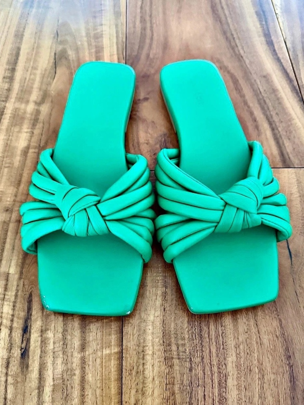 Open Edit Lilah Knot Slide Sandal Green Sandals